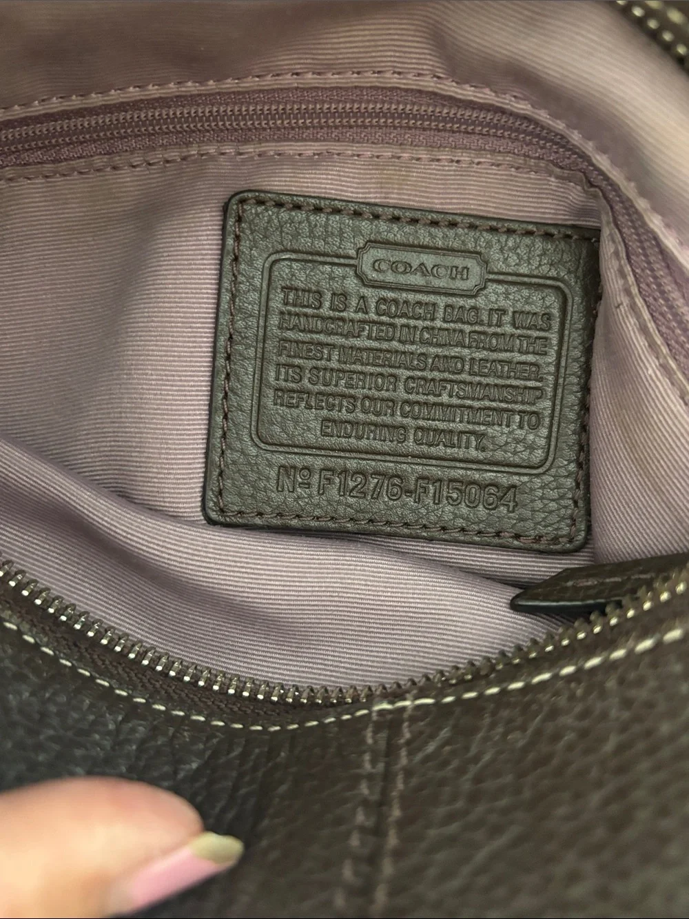 Coach Pebbled Leather Shoulder Bag in Dark Brown